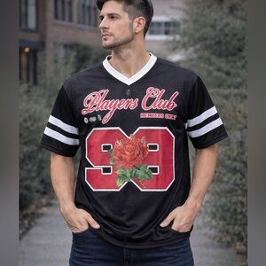 Novamen Player 99 Mesh Jersey Black Red‎ Rose Graphic men’s Size medium NWT